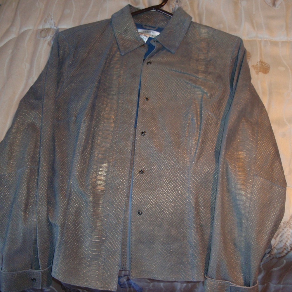 blu /gold design suede jacket
